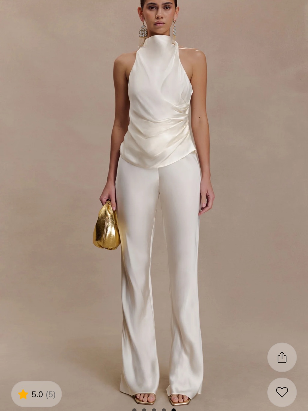 Meshki Ivory Satin Halter Set- Bianca Set Size S Top M Bottoms Nwt
